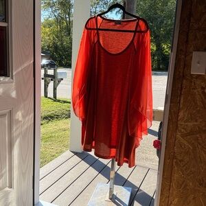 Flowy Red Sheer Top